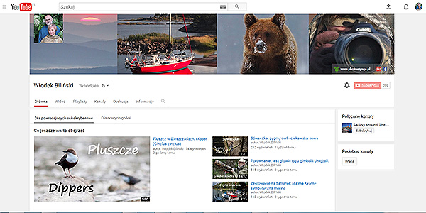 Filmy o zwierzętach na YouTube. bank zdjęc A&W bilińscy, fotografia przyrodnicza