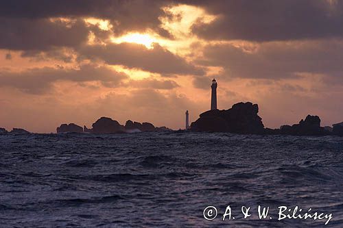 latarnia morska Vierge w ujściu rzeki L' Aber Wrac'h, Bretania, Francja