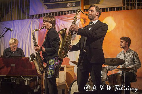 Aero Jazz Festival 2015, Aeroskobing, Night JamSession, saksofoniści Pernille Bevort i Jan Harbeck, przy Organach Hammonda Kjeld Lauritsen