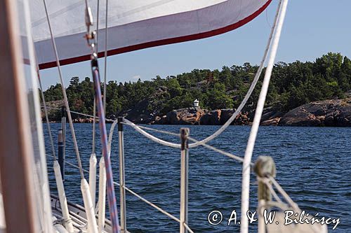 latarenka morska koło Degerby w archipelagu Foglo, Alandy, Finlandia Foglo, Alands, Finland