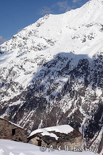 pejzaż Alp, ośrodek narciarski La Thuile, Włochy