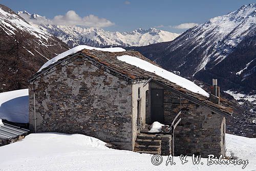 pejzaż Alp, ośrodek narciarski La Thuile, Włochy