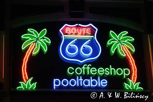 szyld Coffeeshop, Czerwona dzielnica, Red Light District, Amsterdam, Holandia