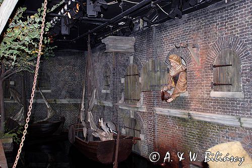 uliczka Starego Amsterdamu w Muzeum Figur Woskowych - Madame Tussauds, Amsterdam, Holandia