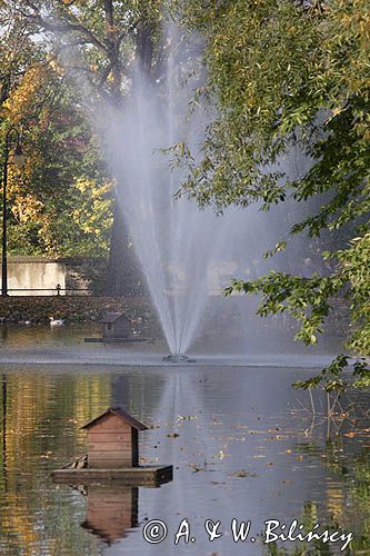 Andrychów, fontanna w parku miejskim, Beskid Mały