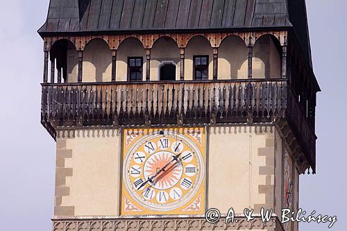 Bardiów, Bardiejów, Bardyjów, Bardejów, słow. Bardejov, niem. Bartfeld, węg. Bártfa, czes. Bardijov lub Bardějov, cyg. Bartwa, zegar na wieży kościoła św. Idziego, Słowacja