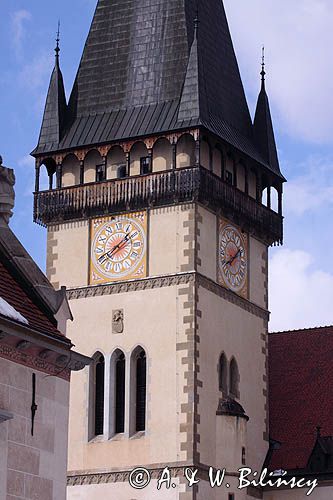 Bardiów, Bardiejów, Bardyjów, Bardejów, słow. Bardejov, niem. Bartfeld, węg. Bártfa, czes. Bardijov lub Bardějov, cyg. Bartwa, zegar na wieży kościoła św. Idziego, Słowacja