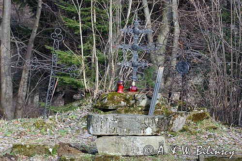 Beniowa, cmentarz, kamień z rybą, Worek Bieszczadzki, Bieszczady