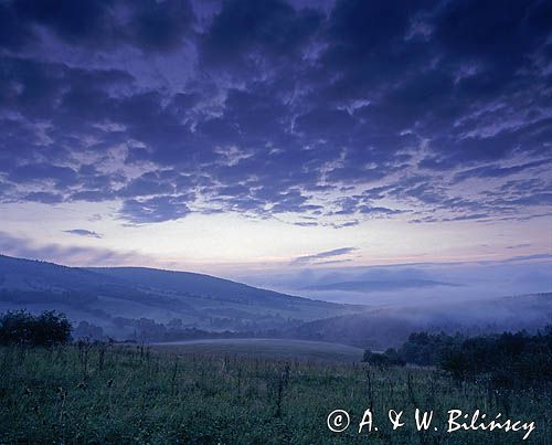 Polany Surowiczne o świcie, Beskid Niski