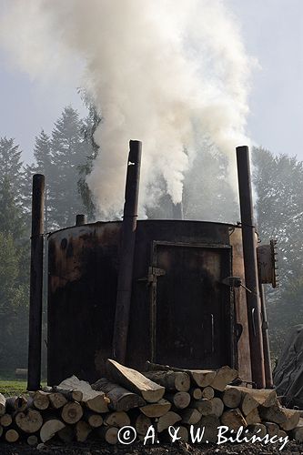 Bieszczady wypał węgla drzewnego