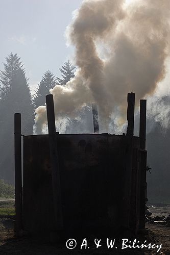 Bieszczady wypał węgla drzewnego