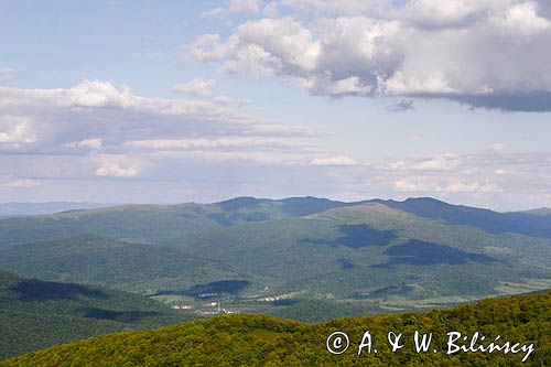 Bieszczady, panorama, na Wielkiej Rawce, w dali Tarnica, Bukowe Berdo, szeroki Wierch...