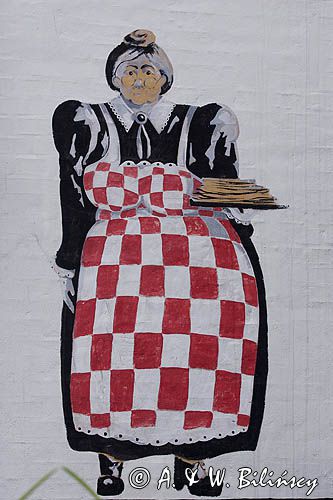 reklama baru naleśnikowego i omletowego w Gudhjem, wyspa Bornholm, Dania