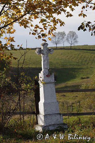 krzyż na nagrobku na cmentarzu w Bystrem, Bieszczady