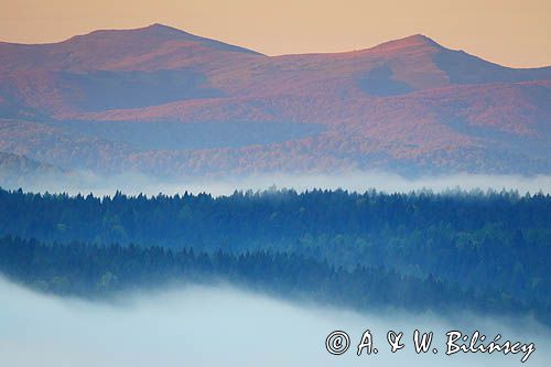 Bystre, mgły o wschodzie słońca, Bieszczady