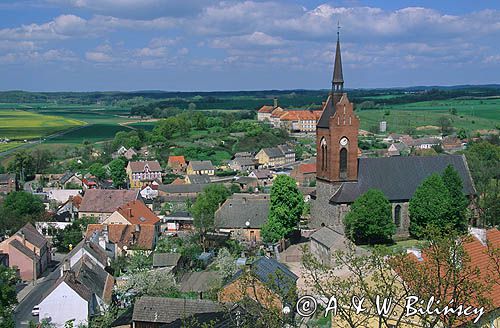 Cedynia, widok na miasto z wieży widokowej