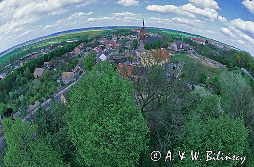 Cedynia, widok na miasto z wieży widokowej