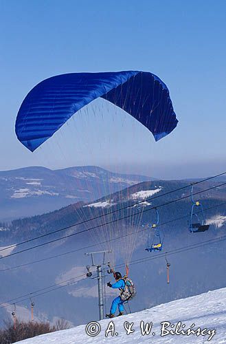 Czantoria Wielka, Beskid Śląski, paralotniarz