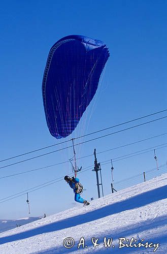 Czantoria Wielka, Beskid Śląski, paralotniarz