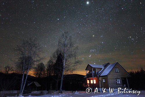 nocny pejzaż, Dolistowie, plener Bieszczady dniem i nocą, 31.01-2.02.2014