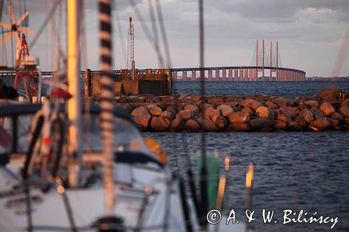 Oresund Most Kopenhaga - Malmo, widok z Dragor, Wyspa Amager, Dania, Dragor