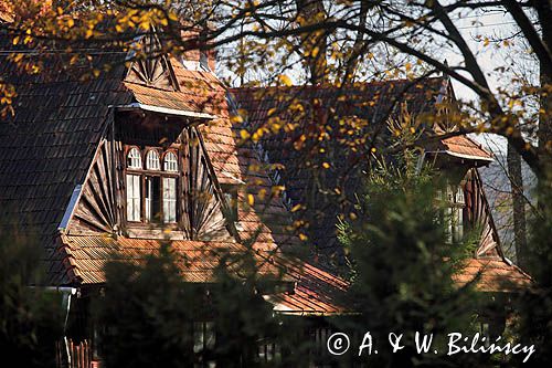 drewniana plebania w stylu zakopiańskim z 1917 roku, wieś Dydnia, Pogórze Dynowskie