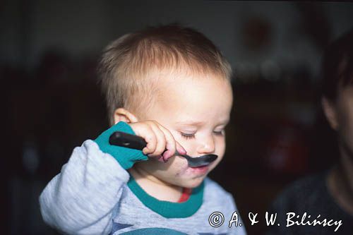 dziecko dziewczynka 1,5 roku, jem sama! jem łużeczką