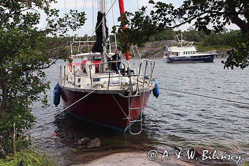 cumujące jachty, wyspa Bjorko, szkiery Turku, Finlandia Bjorko Island, Finland