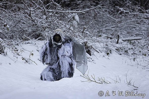 Zimowy strój maskujacy, fotograf przyrody