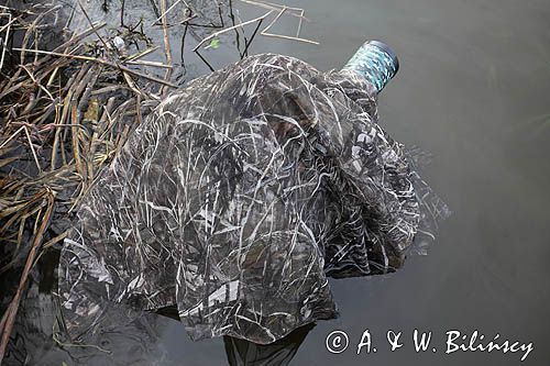 Fotograf przyrody, czatowanie, czatownia, płachta maskująca