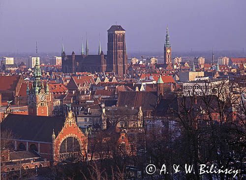 Panorama Gdańska, główne-Stare Miasto, widok z Góry Gradowej