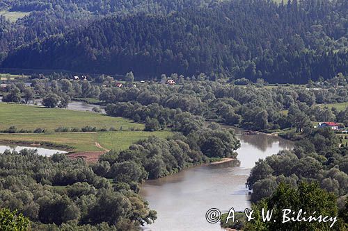 widok z punktu widokowego Góra Krąg, gmina Dydnia, Pogórze Dynowskie, rzeka San