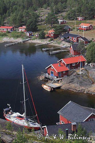 wioska rybacka na wyspie Grisslan, Szwecja, Zatoka Botnicka, Hoga Kusten, Wysokie Wybrzeże