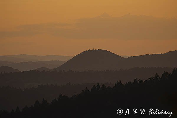 O zachodzie Słońca, widok z Jaworników, Góry Sanocko-Turczańskie