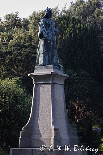 Statua Królowej Victorii w Candie Gardens, St. Peter Port, wyspa Guernsey, Channel Islands, Anglia, Wyspy Normandzkie, Kanał La Manche