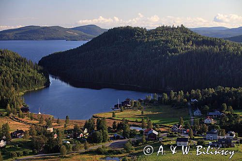 panorama z góry, wioska rybacka Haggvik, Szwecja, Zatoka Botnicka, Hoga Kusten, Wysokie Wybrzeże