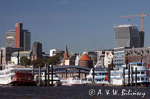 Hamburg, rzeka Łaba, panorama, Niemcy