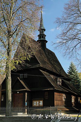 Jabłonka, zabytkowy kościół drewniany powiat Brzozów, Pogórze Dynowskie