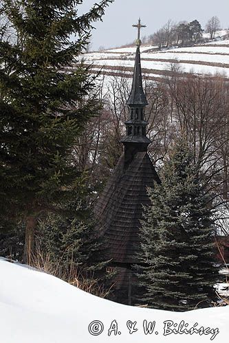 Jabłonka, zabytkowy kościół drewniany powiat Brzozów, Pogórze Dynowskie