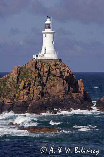 latarnia morska La Corbiere, wyspa Jersey, Channel Islands, Anglia, Wyspy Normandzkie, Kanał La Manche
