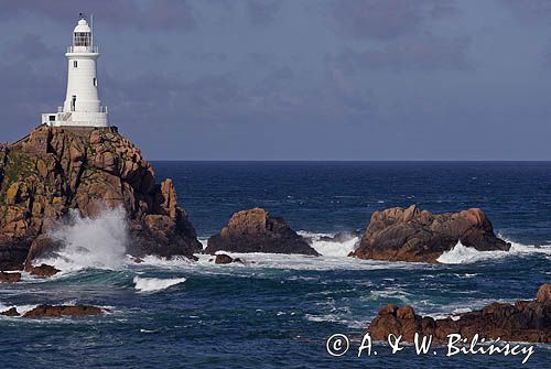 latarnia morska La Corbiere, wyspa Jersey, Channel Islands, Anglia, Wyspy Normandzkie, Kanał La Manche