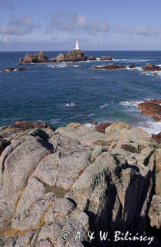 latarnia morska La Corbiere, wyspa Jersey, Channel Islands, Anglia, Wyspy Normandzkie, Kanał La Manche