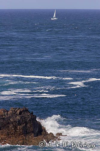 skały w La Corbiere Point, wyspa Jersey, Channel Islands, Anglia, Wyspy Normandzkie, Kanał La Manche