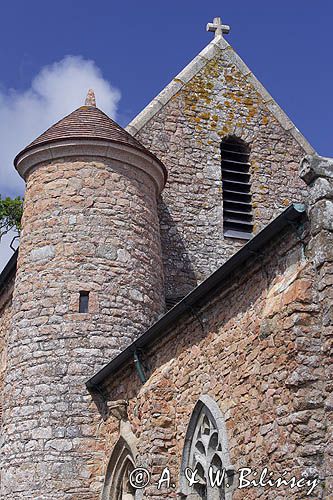 St. Brelade's Church i cmentarz, wyspa Jersey, Channel Islands, Anglia, Wyspy Normandzkie, Kanał La Manche