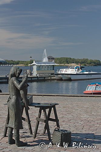 Karlskrona, figura na targu rybnym, Szwecja targ rybny Fisktorget