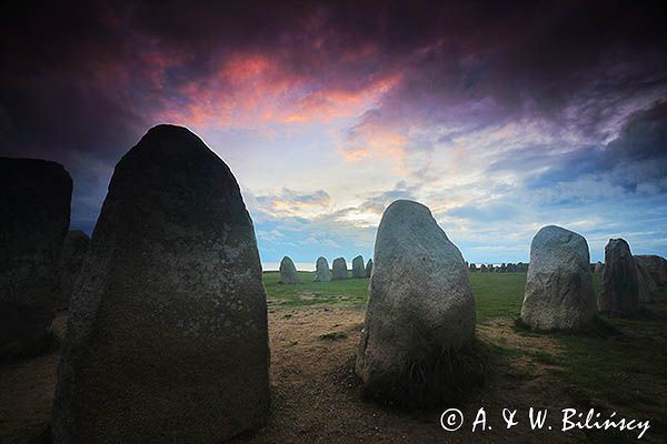 Ales Stenar, grobowiec Wikingów, szwedzkie Stonehenge, Kaseberga, Szwecja Południowa, Skania