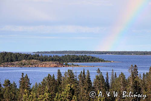 tęcza, na wyspie Kluntarna, Archipelag Lulea, Szwecja, Zatoka Botnicka