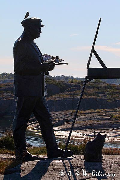 Figura malarza Juha Pykalainen, Kobba Klintar, Alandy, Finlandia