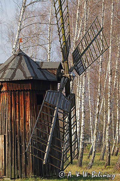 Kolbuszowa, park etnograficzny Muzeum Kultury Ludowej, wiatrak koźlak