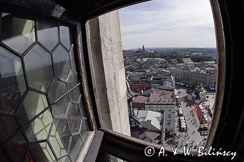 Cracow widok z Wieży Kościoła Mariackiego, Rynek Starego Miasta